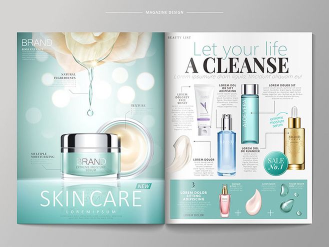 化妆品矢量海报模板画册产品手册DM宣传单分层AI设计素材 护肤品